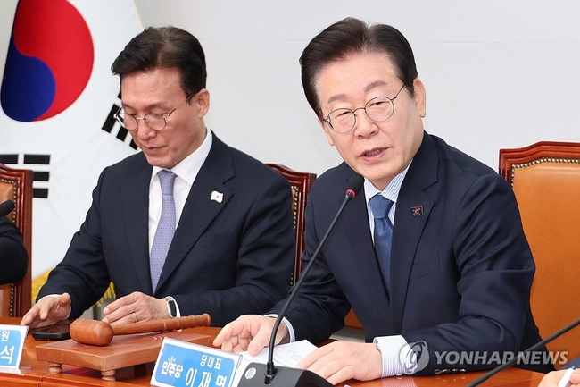 더불어민주당 이재명 대표가 7일 국회에서 열린 최고위원회의에서 발언하고 있다. 2025.2.7 【서울=연합뉴스】