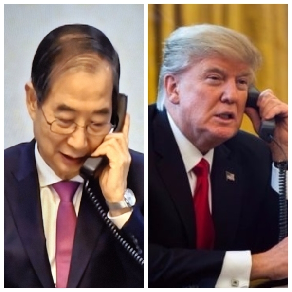 한덕수 대통령 권한대행(左) 과 도널드 트럼프 미국대통령(右) 【사진=연합뉴스TV캡쳐 & 연합뉴스 자료】