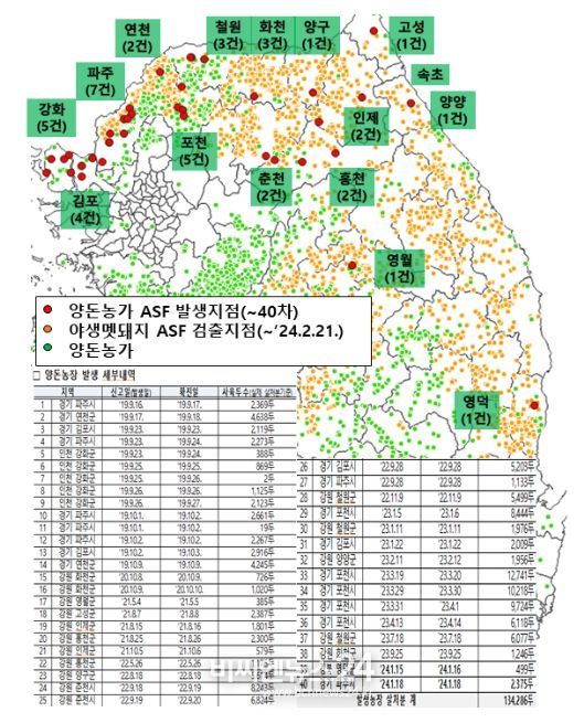 양돈 농가 ASF 발생 현황