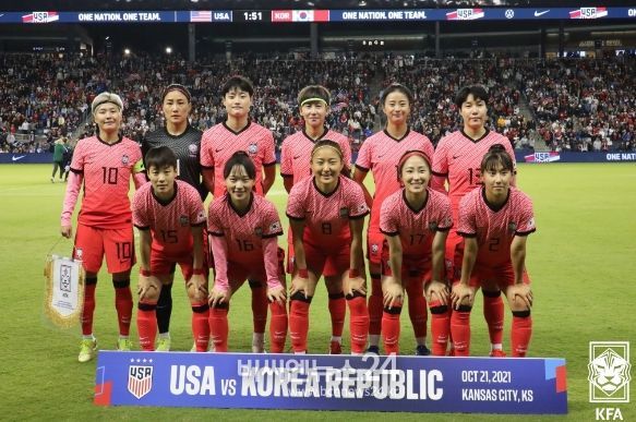 2021년 미국 원정 평가전 당시 여자대표팀