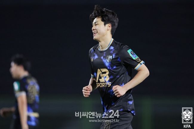 2024 하나은행 코리아컵 FC충주와의 1라운드 경기에 나선 강민구의 모습.