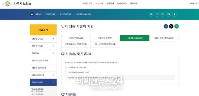 나주시보건소 누리집 모자보건(임신 전 지원사업) 사업 안내 갈무리(사진제공-나주시)