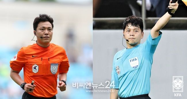 이동준(왼쪽) 주심과 장종필 부심의 모습.