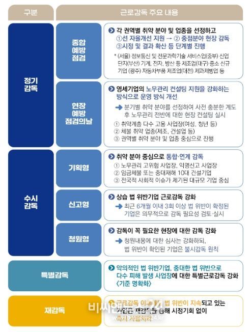 2025년 사업장 근로감독 분야별 계획
