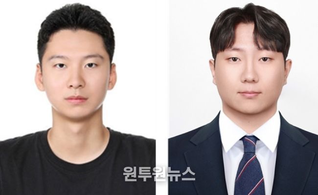 경상국립대학교(GNU) 공과대학 나노신소재융합공학과 석사과정 강호성 씨와 기계항공우주공학부 석사과정 최현민 씨(왼쪽부터).