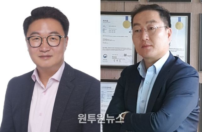 경상국립대학교 조계만 교수와 ㈜자연애바이오랩 농업회사법인 강민철 대표이사(왼쪽부터)