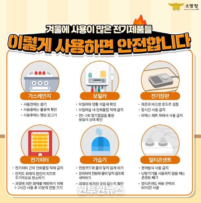 광명소방서, 전기매트 화재 발생… 안전수칙 확인하고 사용해야