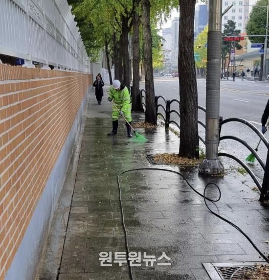 가을철 낙엽·은행 열매 집중 청소 사진