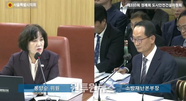 질의하는 봉양순 시의원