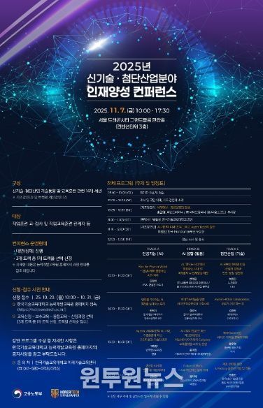 한국기술교육대학교가 7일(금) 서울 드래곤시티 그랜드볼룸 한라홀에서 직업훈련교강사 350여 명이 참석한 가운데 ‘2025년 신기술‧첨단산업분야 인재양성 콘퍼런스’를 개최했다.