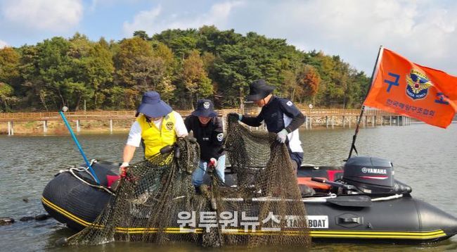 (사)한국해양구조협회 서산본부, 서산시 풍전저수지 일대 환경정화활동 펼쳐