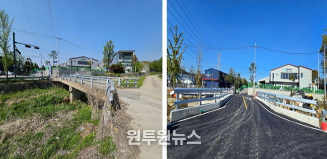 예지교 확장 공사 전(왼쪽)과 공사 후(오른쪽) 모습