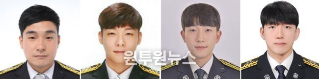 소방장 홍성호, 소방교 박원기, 김지환, 소방사 이규복