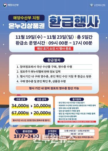 청주시 “김장철 수산물 구매하고 최대 30% 환급 받으세요”