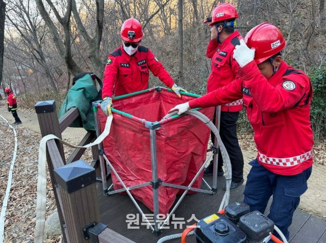 『경산시, 겨울철 산불 대비 산불 진화 기계화 훈련』실시