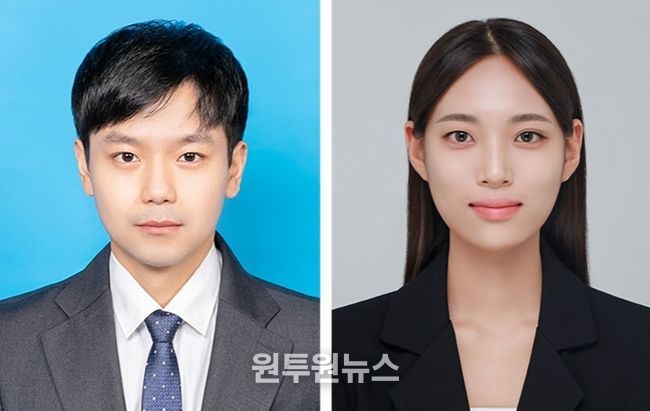 경상국립대학교 나노신소재융합공학과 김주형 교수와 석사과정 황휘령 씨(왼쪽부터)