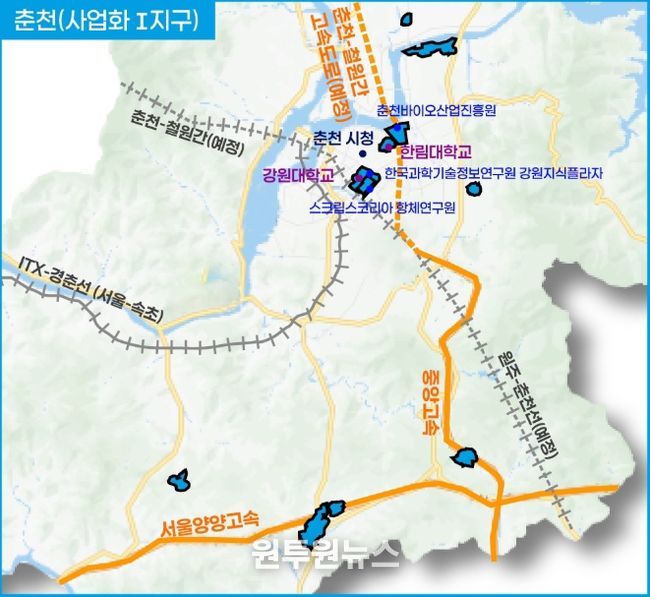 강원연구개발특구 위치도(춘천 사업화 I 지구)