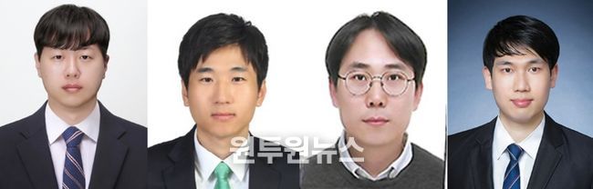 경상국립대학교 문준하 박사, 한국생산기술연구원 남득현 박사과정, 한국생산기술연구원 명윤 선임연구원, 경상국립대학교 화학과 최재원 교수(왼쪽부터)