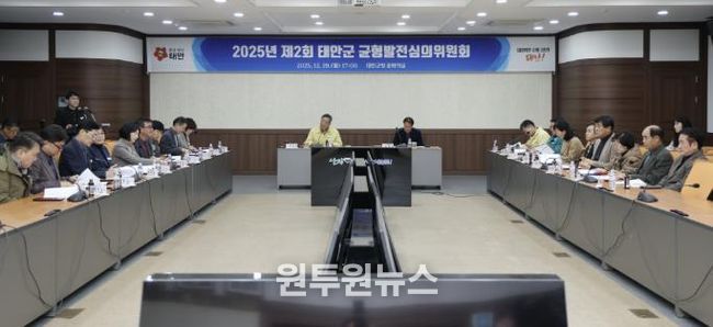 29일 군청 중회의실에서 개최된 균형발전심의위원회 회의 모습.