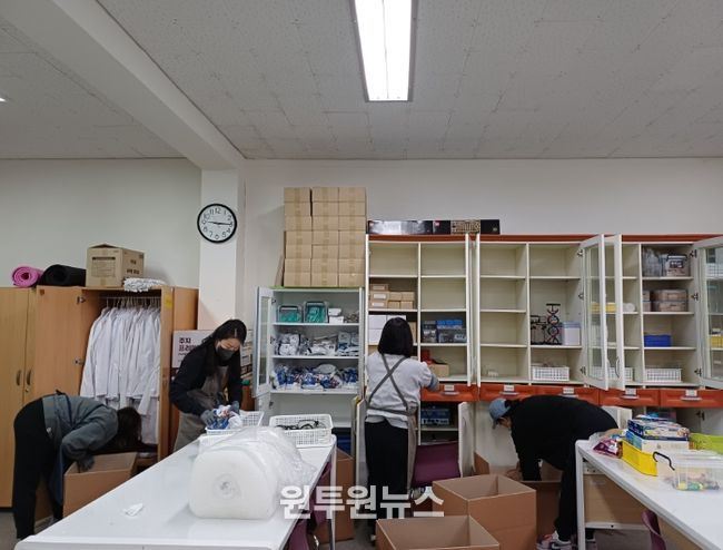 서산공업고 석면공사 대비 과학실 정리 지원
