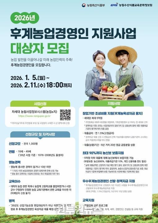 사천시, 후계농업경영인 육성사업 대상자 모집