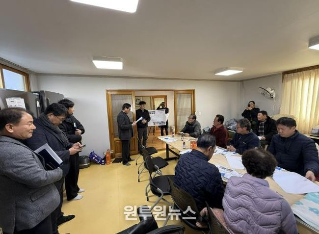 사천시, 연천마을 기계화경작로, 풍정저수지 위쪽 도로 확포장공사 주민설명회 개최