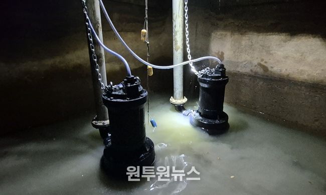 여의도 공동구 내 집수정 중온수용 배수펌프 설치