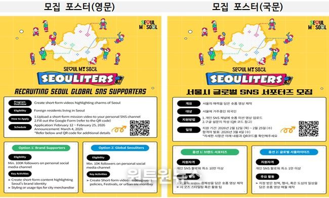 서울시 글로벌 SNS 서포터즈 모집 포스터