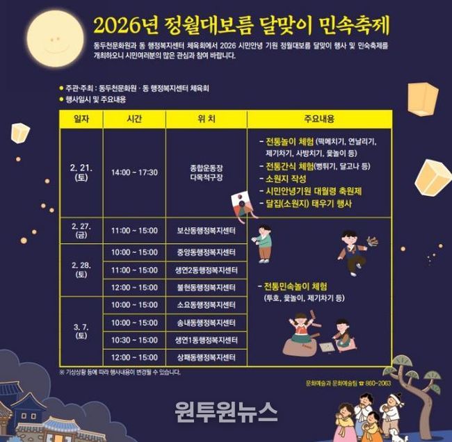 동두천시, ‘2026년 정월대보름 달맞이 행사’ 개최