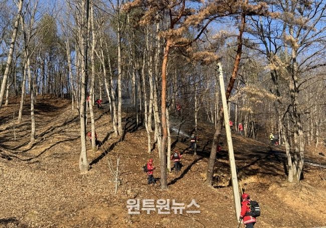 청양산불 진화모습