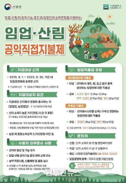 2026년도 임업·산림 공익직접지불금 신청 접수 시작