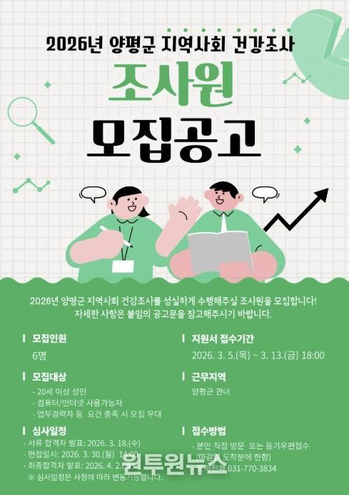 지역사회 건강조사 조사원 모집 포스터