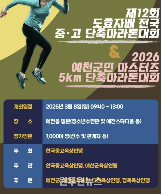 예천군, 제12회 도효자배 전국 중․고 단축마라톤 대회 개최