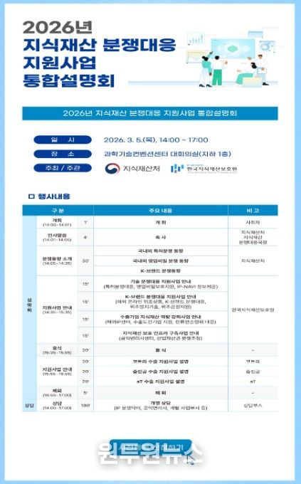 2026년 지식재산 분쟁대응 지원사업 통합설명회 웹포스터