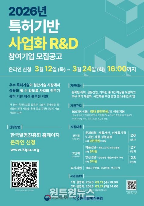 2026년 특허기반 사업화 연구개발 포스터