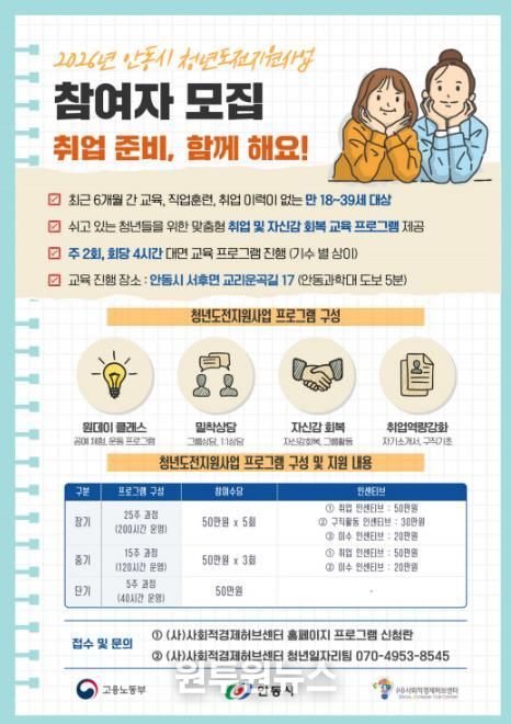 안동시, ‘청년도전지원사업’ 참여자 모집