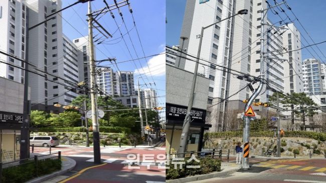 신정3동 호반써밋목동아파트 앞 사거리 이설 전·후 모습