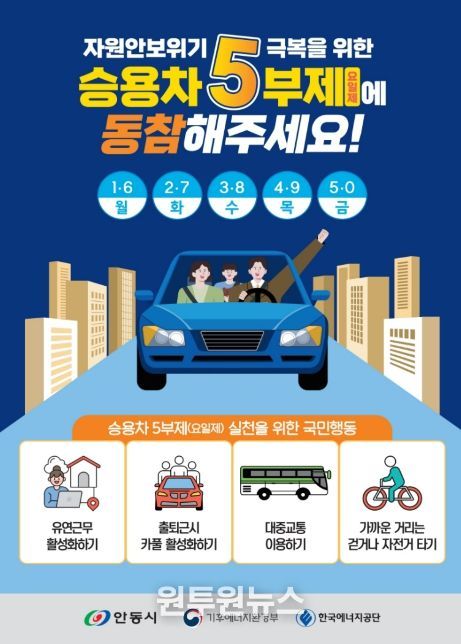 안동시, 자원안보 위기 대응 공공기관 승용차 5부제 시행