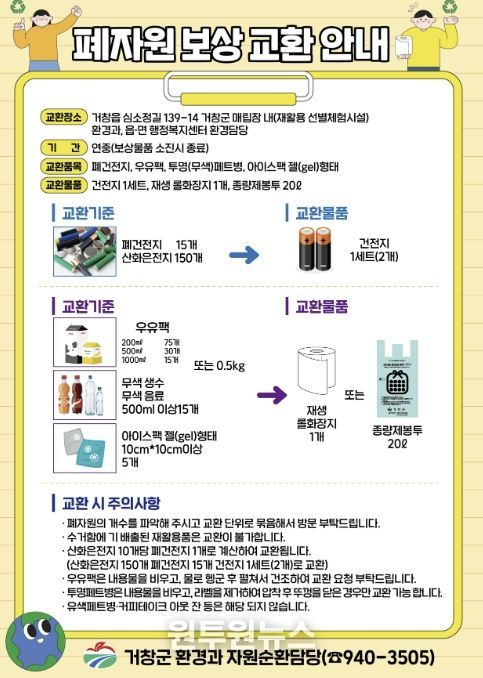 거창군, 폐자원보상 교환 사업 지속 시행