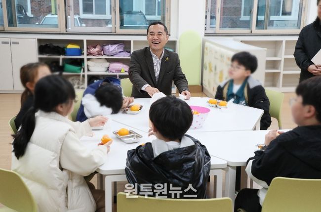 어린이 간식 지원사업 점검(김진태도지사-가산초등학교)