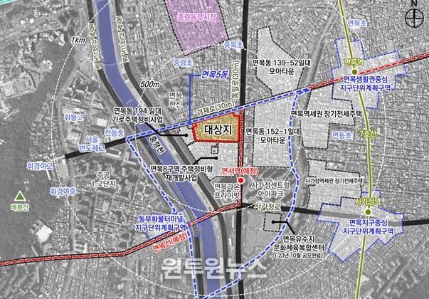 면목10구역(면목동 174-1번지 일대) 위치도