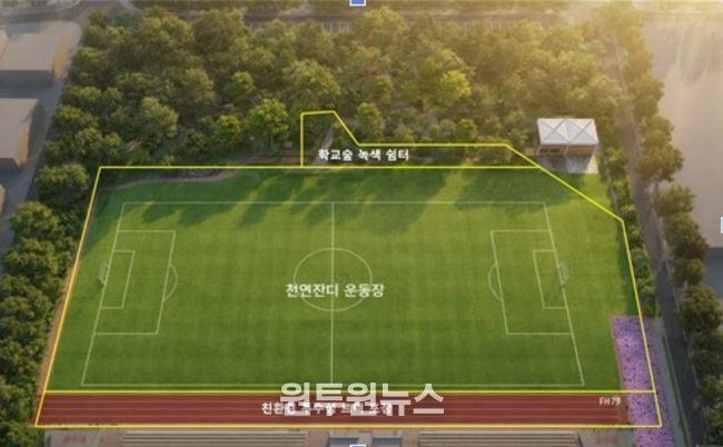 현암초 빗물 순환형 천연잔디 운동장 조감도