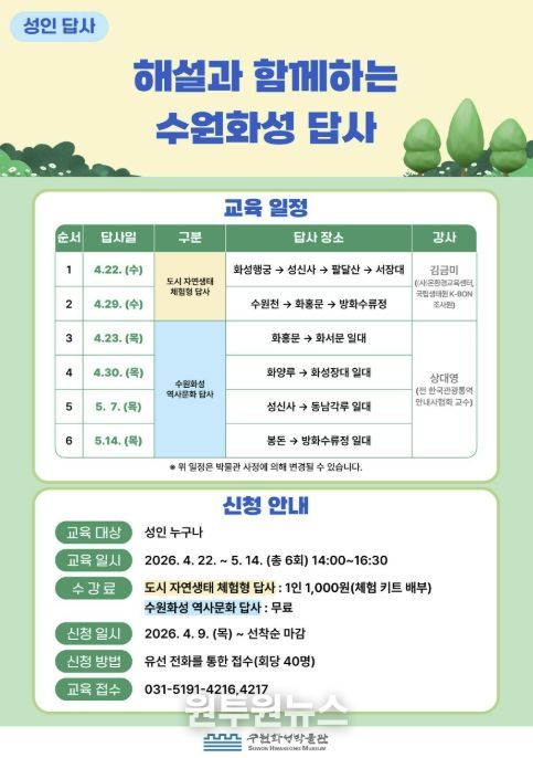 ‘해설과 함께하는 수원화성 답사’ 홍보 포스터